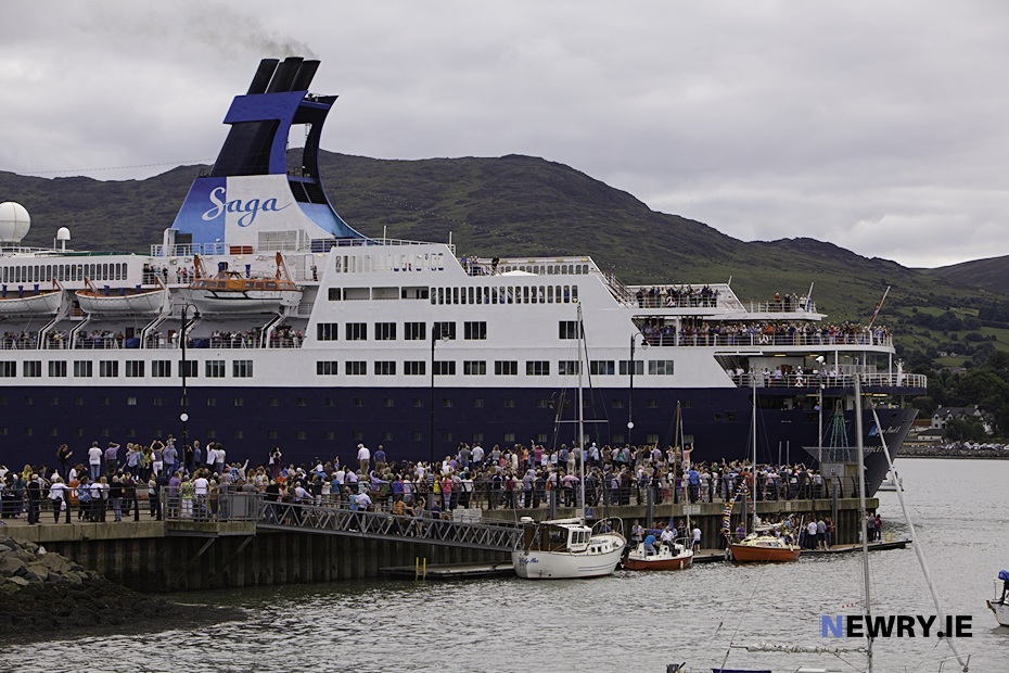 Crowds on the Warrenpoint breakwater welcoming the Saga Pearl cruise ship in 2014. Photograph: Columba O'Hare/ Newry.ie 