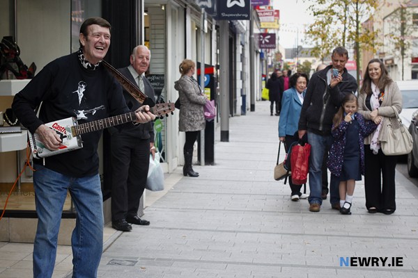 Playing outside Cahill Brothers in Newry.