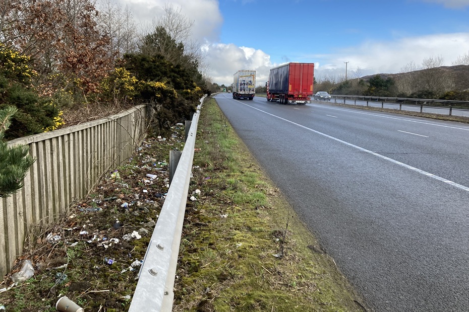 Litter on the side of the A1
