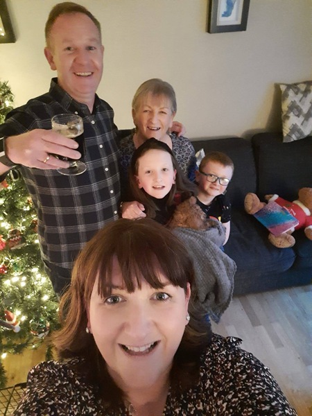Elaine with Emma and her family at Christmas