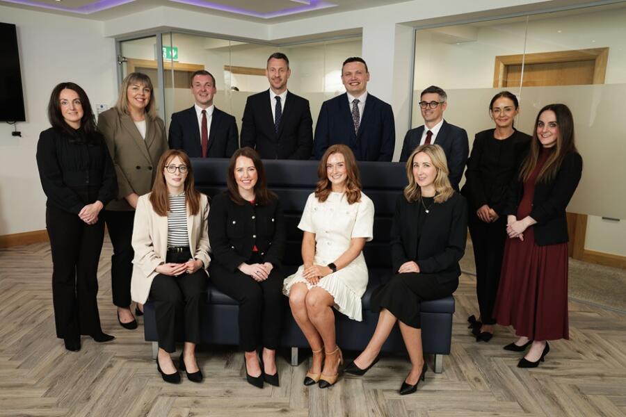 Pictured from L:R Front Row: Sinead Sinclair (Operations Associate Director), Una O’Neill (Finance Associate Director), Colleen Ward (Operations Associate Director), Laura Lynn (Operations Associate Director) Back Row: Karen McKee  (Risk and Compliance Associate Director), Amy Bradford (Operations Associate Director), Karl O’Hagan (Legal Services Associate Director), Paul O’Brien (Operations Associate Director), Steven Gilliland (Legal Services Associate Director), Cieran Marshall (Legal Technology Associate Director), Ciara Mackin (Operations Associate Director), Amy Goss (Finance Associate Director) Omitted from photo: Lorraine Murphy (Risk and Compliance Associate Director)