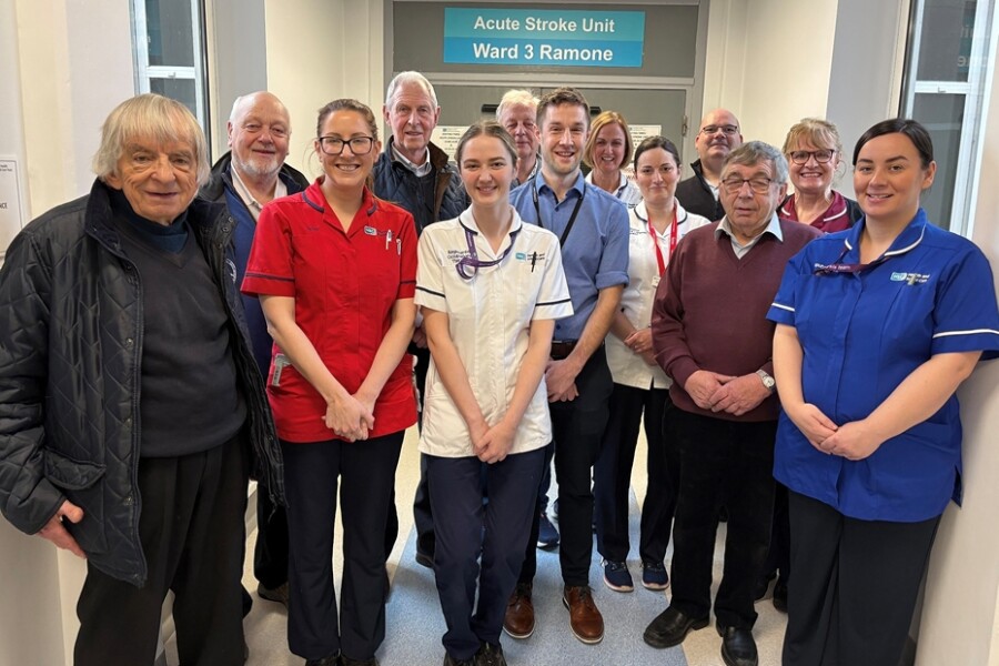 Members of the Auto-Test Driver Club alongside staff from the Stroke Unit at Craigavon Hospital