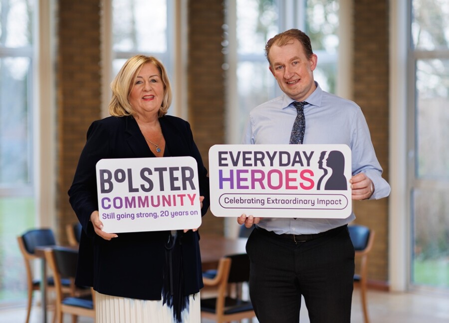 Jacinta Linden, CEO of Bolster Community is pictured with Acting Chief Executive of the Southern Trust, Colm McCafferty at the launch of the 20th Anniversary Bolster conference- ‘Everyday Heroes - Celebrating Extraordinary Impact’ taking place on Thursday 27th March at the Canal Court Hotel in Newry. Photograph: Brendan Gallagher