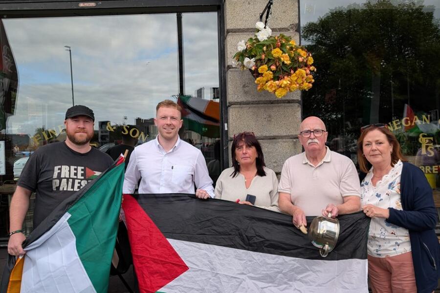 Cllr Cathal King and party colleagues at the Thursday Gaza protest
