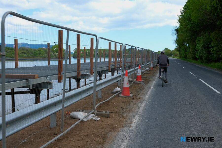 The boardwalk greenway stretch 4 May 2025. Work has progressed since this. Photograph: Columba O'Hare/ Newry.ie 