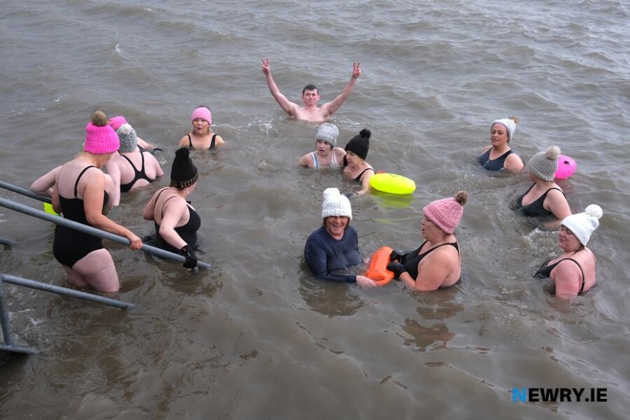 Hardy bathers at Sandy Bottom in Warrenpoint. Photograph: Columba O'Hare/ Newry.ie 