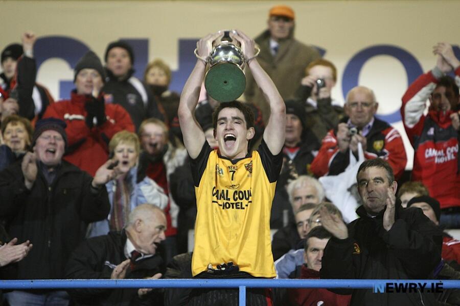 Down, Under 21 Captain Timmy Hanna raises the Cup after beating Armagh at Casement Park back in 2009. Photograph: Columba O'Hare/ Newry.ie 