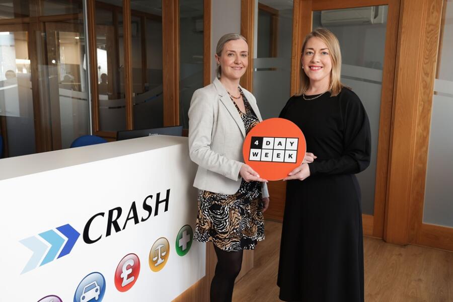 Paula Mahoney Marketing Director and Michelle Murphy Operations Director celebrate CRASH Services four day week initiative