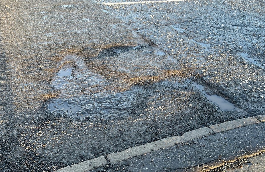 A pothole at the square in Crossmaglen.