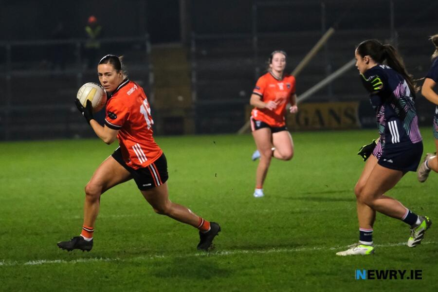 Armagh's Niamh Henderson surges forward against Mayo. Photograph: Columba O'Hare/ Newry.ie