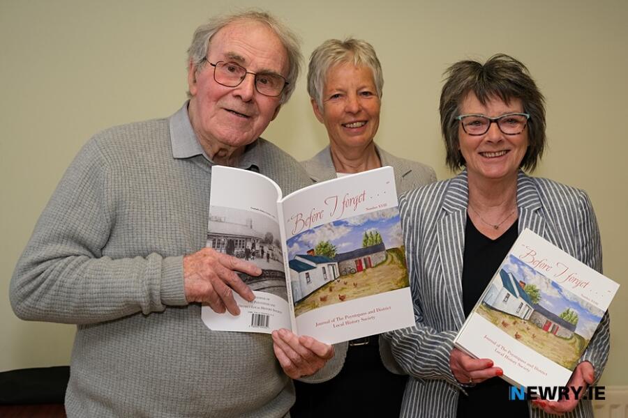 The Before I Forget Magazine Committee at the launch of the 18th edition in Poyntzpass. From left: Frank Watters, Barbara Best and Helena Gamble. Photograph: Columba O'Hare/ Newry.ie 