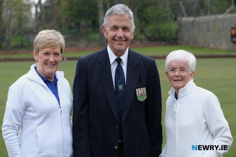 Michael Wright, President, Newry Bowling Club with Anne McKeown and Sadie Rice at the Club's Open Day. Photograph: Columba O'Hare/ Newry.ie 