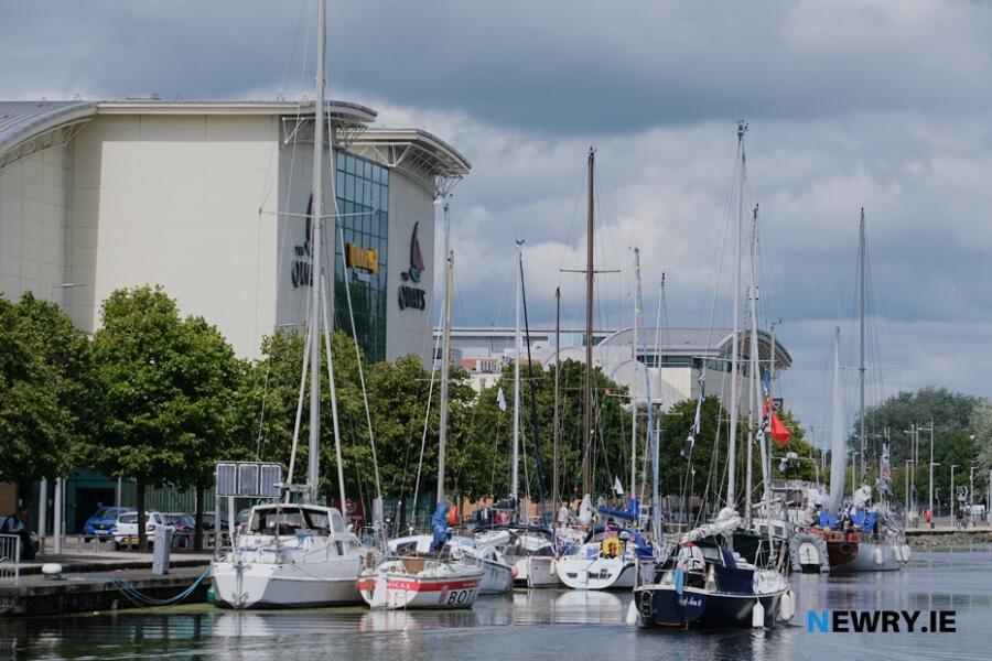 Boats moored at the Albert Basin in Newry, most of which would be unable to transit if fixed bridge goes ahead. Photograph: Columba O'Hare/ Newry.ie 