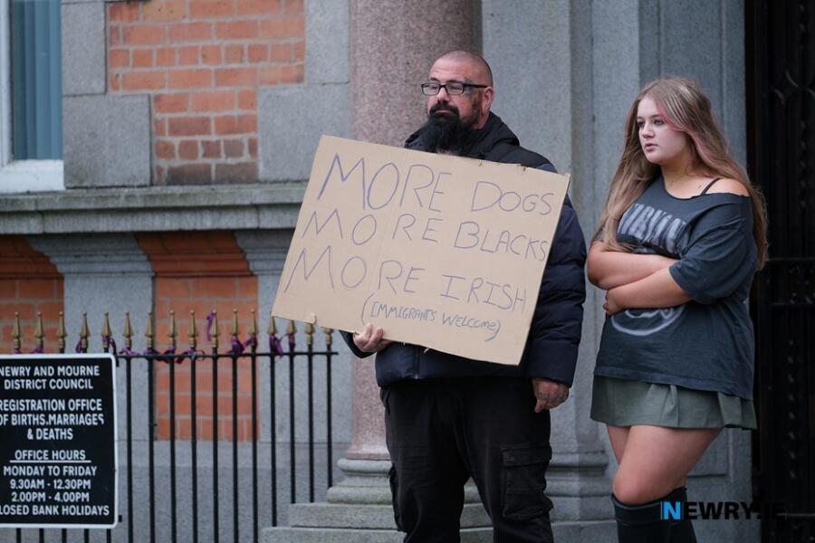 Counter protestors at the Newry says No rally on Monday 23 June. Photograph: Columba O'Hare/ Newry.ie 