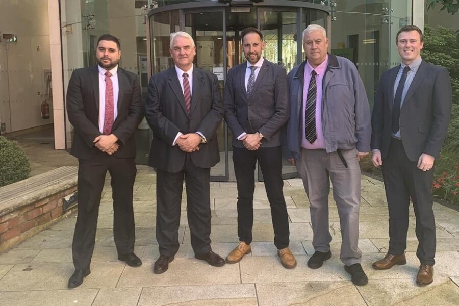 Newry, Mourne and Down District Council  DUP reps Alan Lewis, Henry Reilly, Jonathan Jackson, Glyn Hanna and Callum Bowsie.