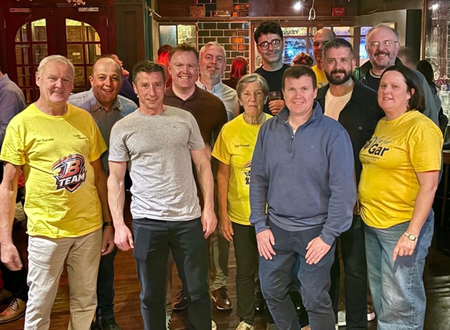 Some of the fundraisers at the event in the Brass Monkey  in memory of Gareth Mc Kinley