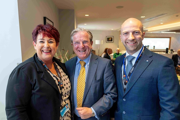 James Maginn MBE, Managing Director Hasting Hotels pictured alongside SRC staff members Michelle Moore, Curriculum Area Manager for Hospitality and Tourism and Matt Turner, Head of Faculty.