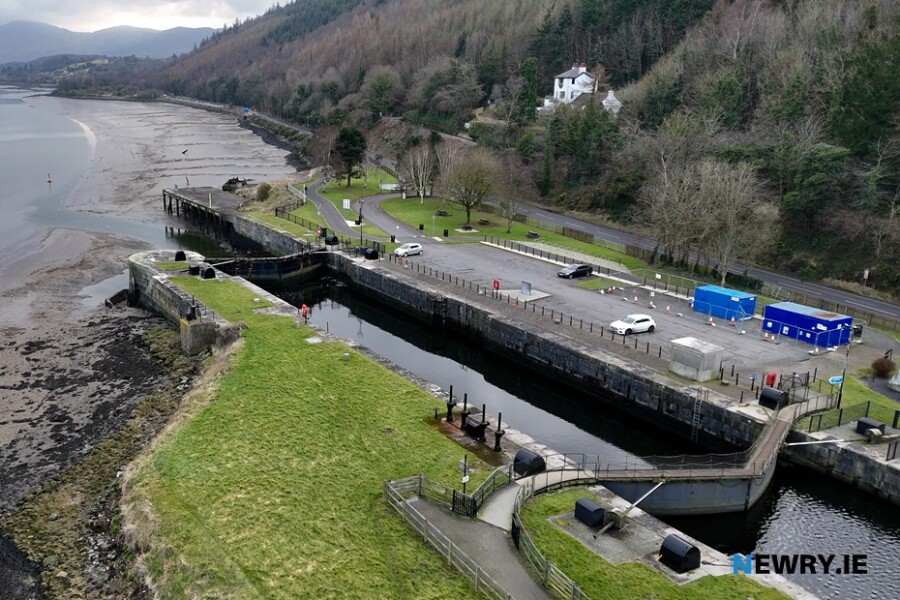 Work continues on the greenway stretch from Victoria Lock to the border. Photograph: Columba O'Hare/ Newry.ie 