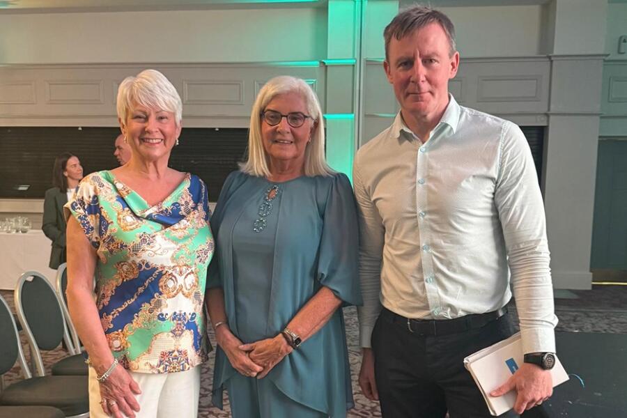 Justin McNulty, MLA with Pamela Ballantine and Hospice Chief Executive Liz Cuddy.