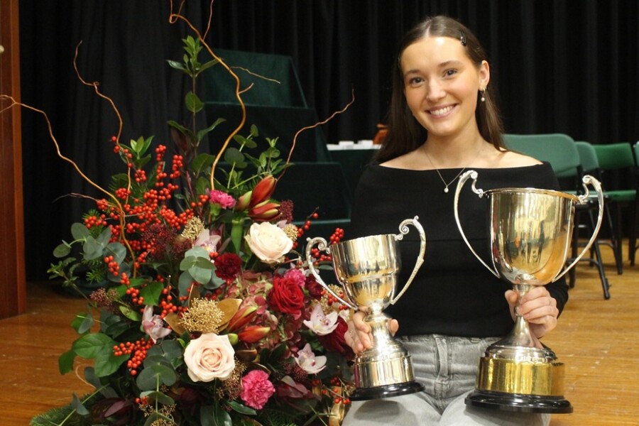 Former Sacred Heart Head Girl, Nicole McKay, who received the Gilmore Trophy for outstanding School Spirit.