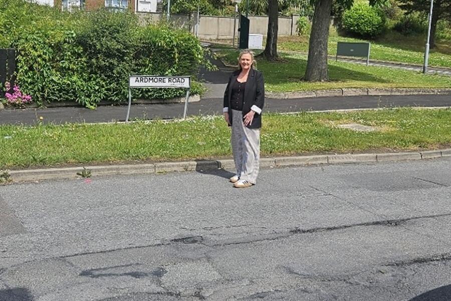 Cllr Geraldine Kearns at the Ardmore Road in Newry.