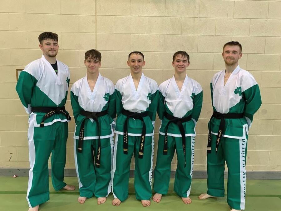 Heading for the World Championships in Scotland are from left: Ronan (Newry Leisure Centre); Mark Duke (Banbridge leisure centre); Jack Duke (Banbridge leisure centre); Dylan Downey (Antrim leisure centre) and Ewan Hood (Antrim leisure centre).