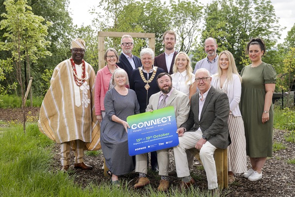 Gathered at Black Mountain Shared Space are from left: Jahswill Emmanuel; Denise Hayward, Volunteer Now; Jacqueline Irwin, Community Relations Council; Peter Day, Community Relations Council; Cllr Alison Bennington, NILGA; James Martin MBE; Chris Gardner, Director of Good Relations and T:BUC Division; Steph O’Rourke, Springboard Opportunities; Martin McDonald, Community Relations Council; Neil Lynas, TEO and Alison Mealey,TEO.