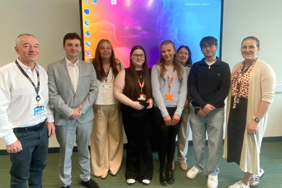 Dragon Den Entrepreneurs and judging panel.  The panel brought a wealth of expertise to assess the students’ micro-business proposals.  Pictured from left are: Kieran Swail, Business Support and Innovation Specialist; Eamonn Rea, Lawyer and QUB Tutor; Louise Groves, lecturer of the winning student; Clodagh Tennyson, Sophie Vernon; Michelle Reilly, Curriculum Area Manager for Level 3 Business Tiernan Patterson McKnight and Fola Smith,  Armagh Level 3 Business Coordinator.  Missing: Dominique Corr, Marketing Co-ordinator at SRC and Dragon’s Den judge.