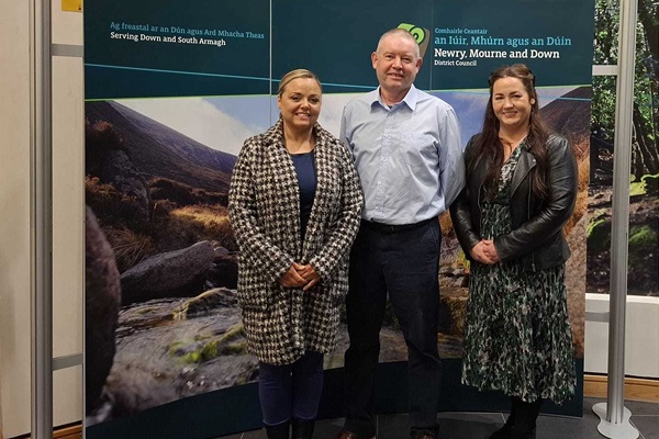 Sinead Boyle pictured with Cllr Mickey Larkin and Cllr Clare McConville-Walker.