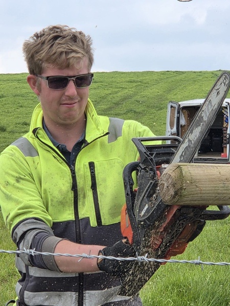 Lewis Williamson at work on the farm