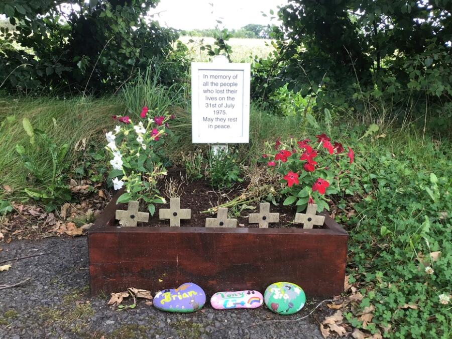 A memorial at Buskhill to remember the Miami Showband Massacre. Photograph: Harvey Milligan