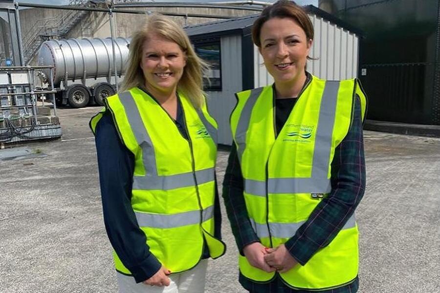 Infrastructure Minister Liz Kimmins with Sara Venning, NI Water Chief Executive.