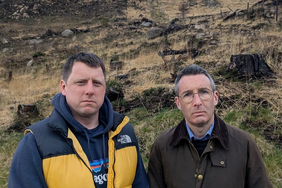South Down MLA, Andrew McMurray, left, with DAERA Minister Andrew Muir in the Mourne Mountains.