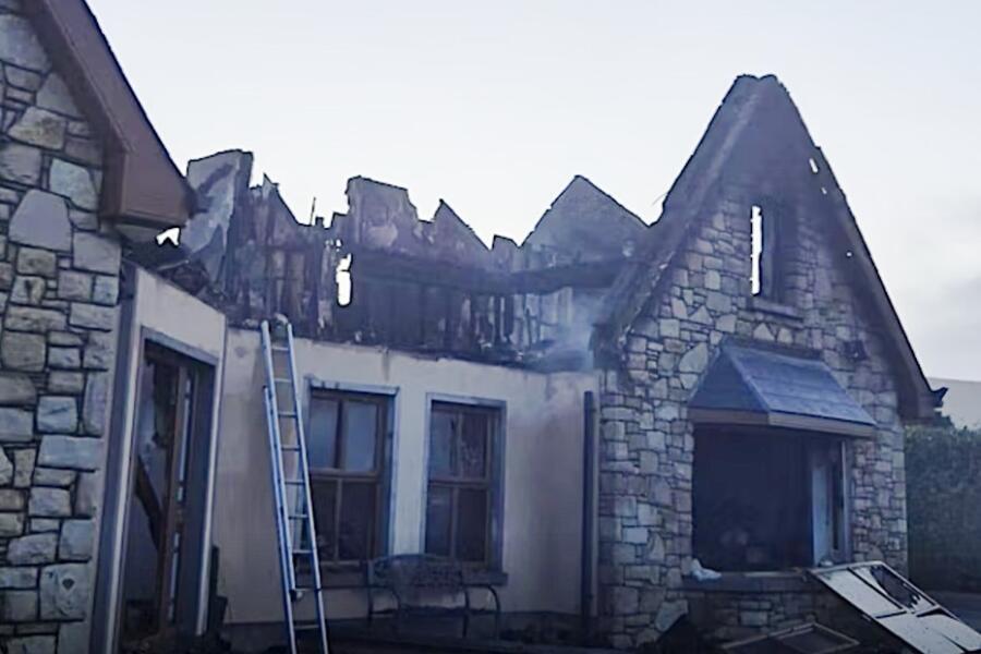 The house in Omeath which was completely destroyed in the blaze last week.