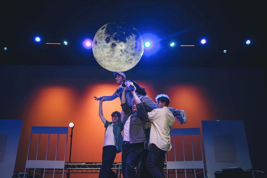 Performing Arts Level 3 Extended Diploma students with their end of year performance of ‘The Curious Incident of the Dog in the Night-Time’.
