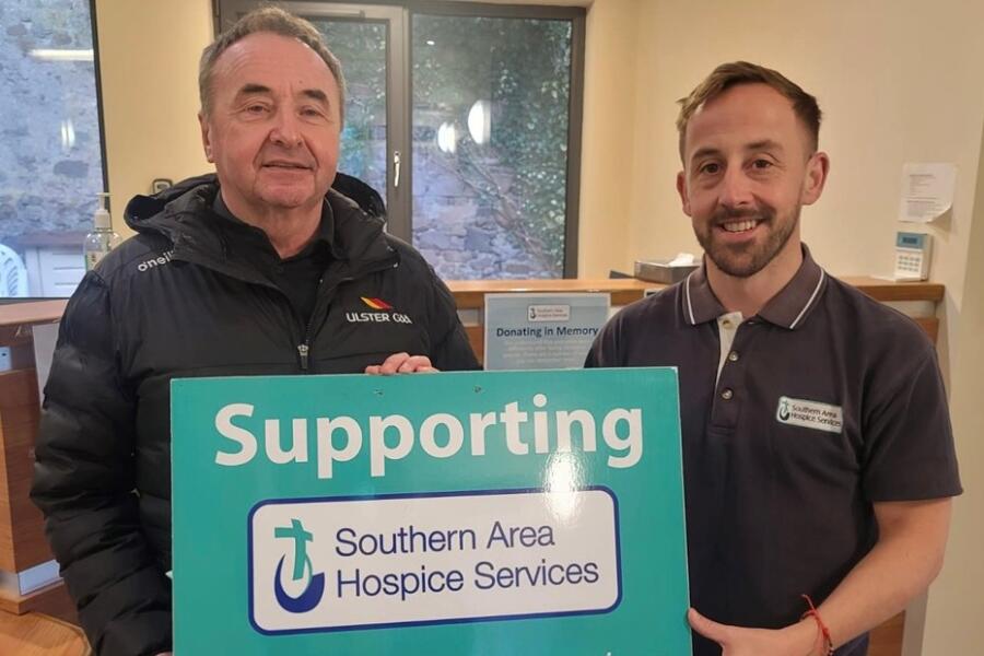 Pat McGinn, left with James McCaffrey from Southern Area Hospice