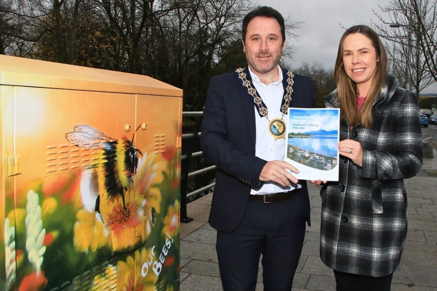Newry, Mourne and Down District Council Chairperson Councillor, Pete Byrne pictured with Danielle Begley, Newry, Mourne and Down District Council Biodiversity Officer.