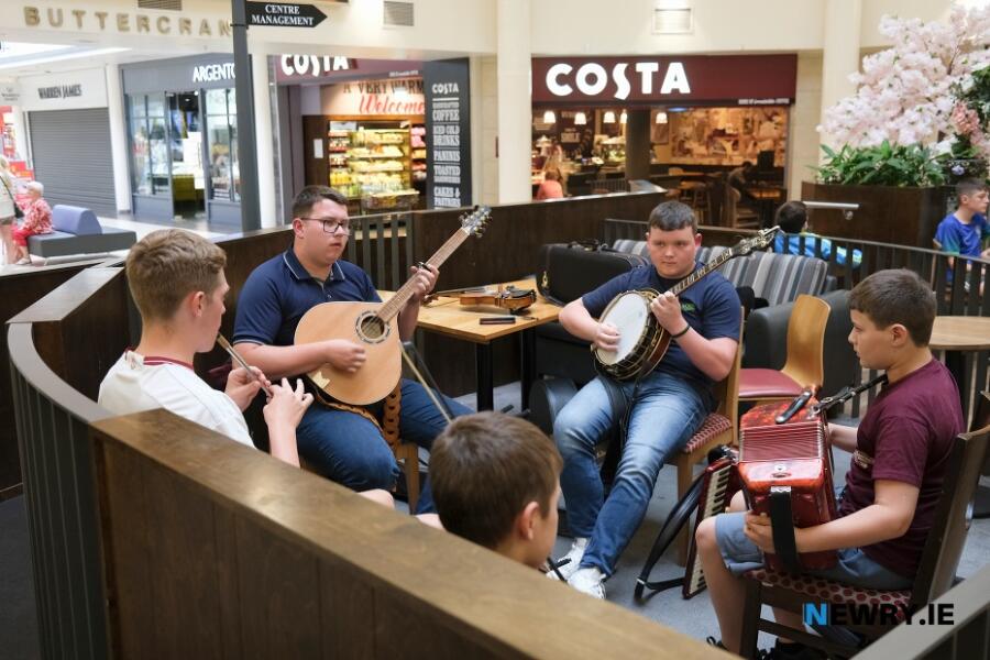 A trad session in full flow at Buttercrane Shopping Centre. Photograph: Columba O'Hare/ Newry.ie 