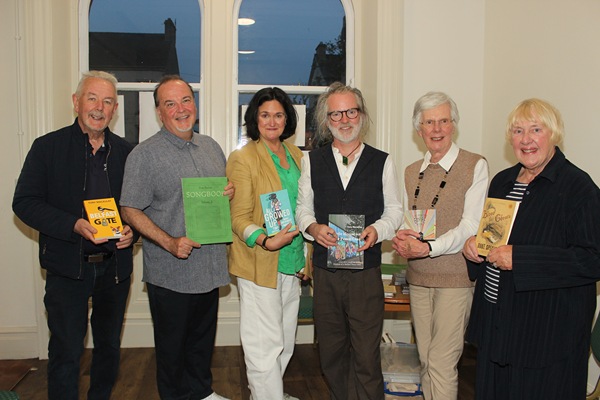 Festival organisers pictured with Belfast author Tony Macauley and Duke Special who performed in Chandler’s House at the Rath Literary Festival in Rathfriland. Included from left are: Andy Peters, Tony Macauley, Catherine Fegan, Duke Special, Ada Elliott and Margot Groves.