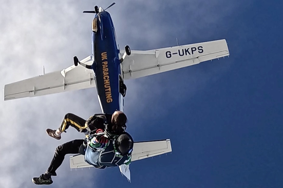 Staff members from rug retailer, Kukoon skydiving to launch their Black Friday sale