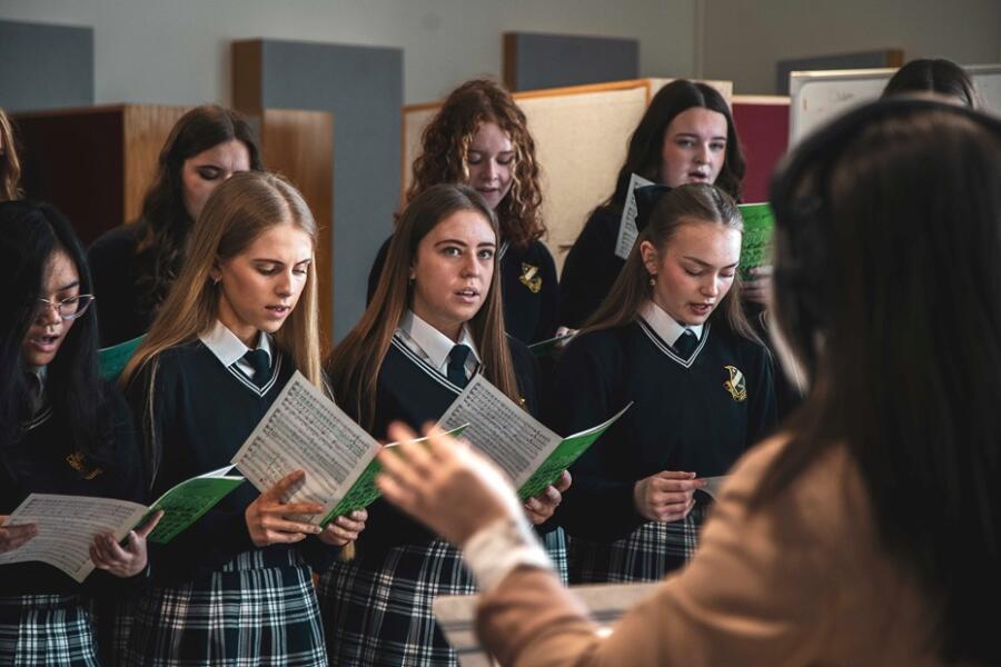 Students from St Joseph’s High School, Crossmaglen rehearsing at SRC’s music production studio.