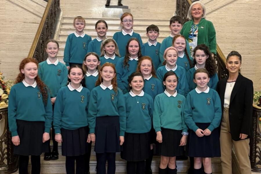 St Malachy's PS pupils at Stormont with Aoife Finnegan MLA