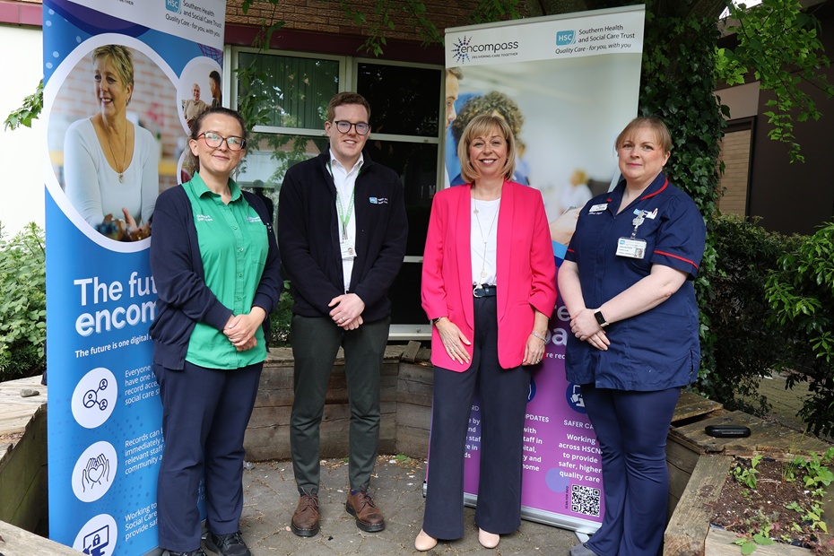 Southern Trust staff L-R Rebecca Crosby, Daniel Connolly, Interim Programme Director of encompass Siobhan Hanna, Serina McCordick