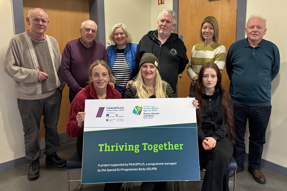 Residents who completed a first aid training course at the Cloughmore Centre in Kilbroney Park, one of the projects being delivered across all Newry, Mourne and Down District Council’s Electoral Areas (DEAs) as part of the Council’s Local Action Plan’s Thriving Together initiative, supported by PEACEPLUS managed by the Special EU Programmes Body (SEUPB). Included are Pat Fee, Conn O’Hare, Fionnuala Rice, Brian Fitzpatrick, Aveen Melling, Sean Magill, Emma Mangel, Anna Mace and Suzanne Farmer.