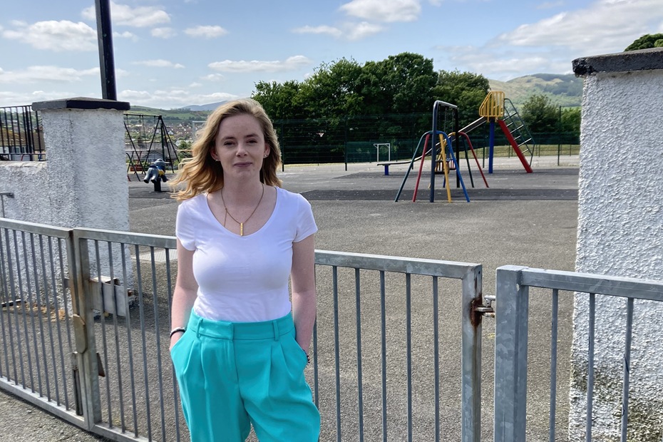 Cllr Doire Finn at the Barley Lane play park.