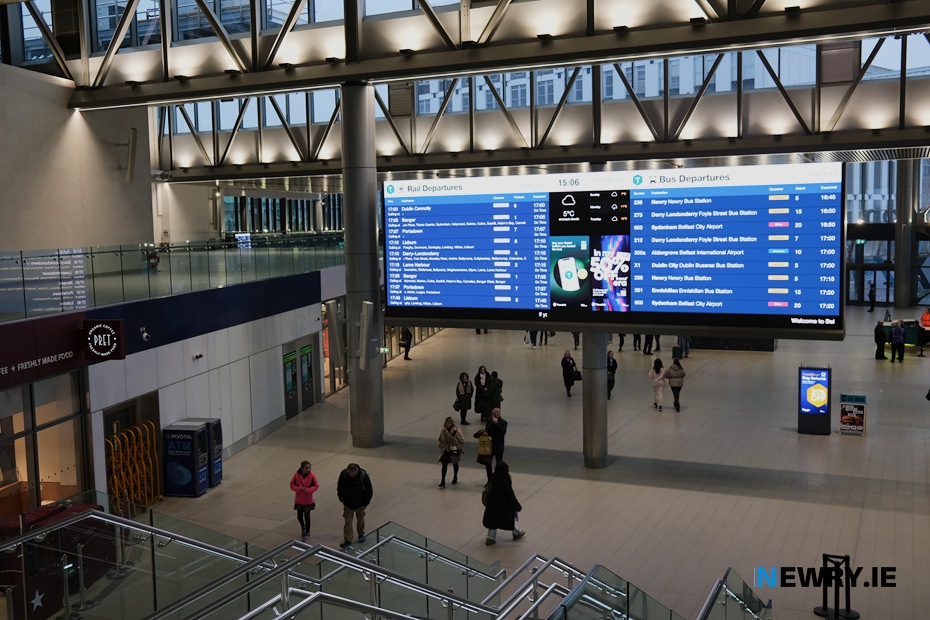 Belfast Grand Central Station - Increased Enterprise Services has resulted in a 37% increase in passenger journeys. Photograph: Columba O'Hare/ Newry.ie 
