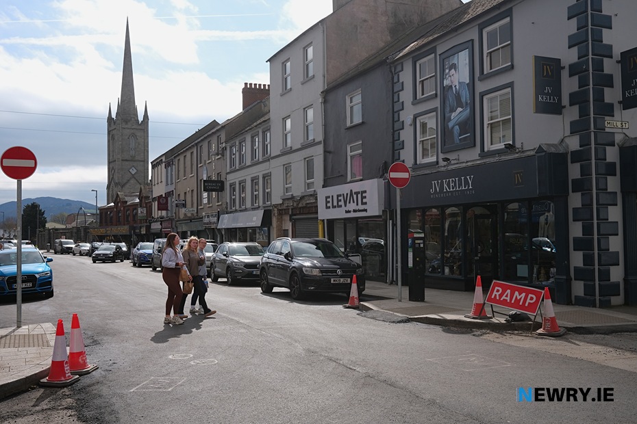 Parts of Hill Street in Newry got resurfaced in 2025. Photograph: Columba O'Hare/ Newry.ie 