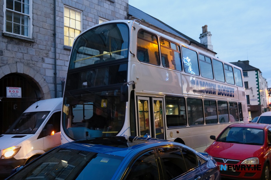 Pavement parking on Canal Street in Newry causes difficulties for both pedestrians and other vehicles. Photograph: Columba O'Hare/ Newry.ie 