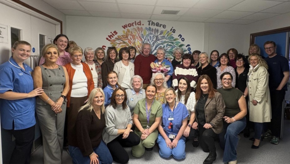 Philomena Fletcher and Patricia O'Gorman mark their retirement with colleagues and friends.