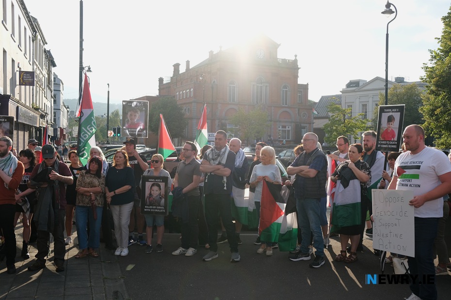 A demonstration for Palestine in Kildare St Newry back in August. Photograph: Columba O'Hare/ Newry.ie 